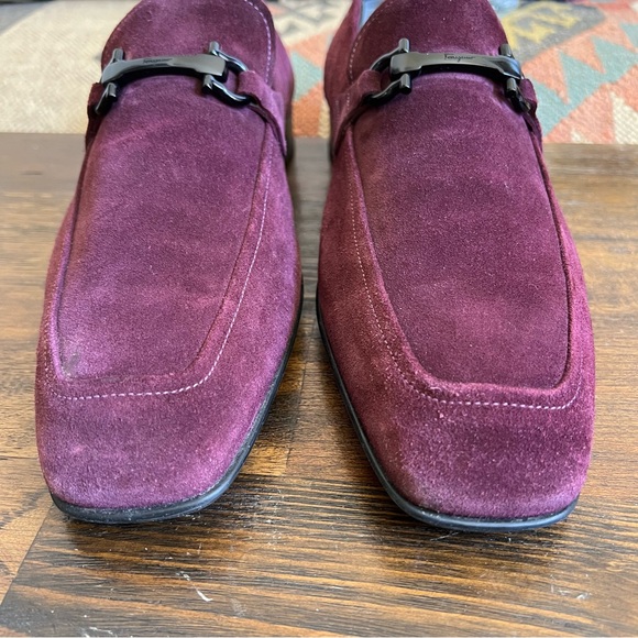 Salvatore Ferragamo Men\'s Burgundy Suede Bit Loafers main image 8